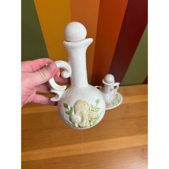 Vintage mushroom mushie cruet oil and vinegar kitchen ceramic boho cottagecore - Picture 2 of 4